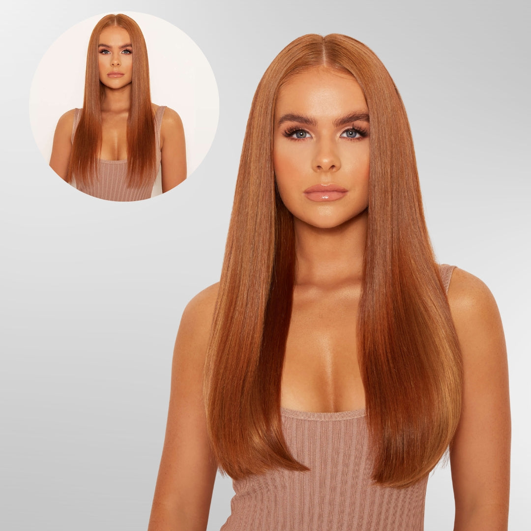 Extensiones Lisas Con Hilo Invisible y clips 45cm