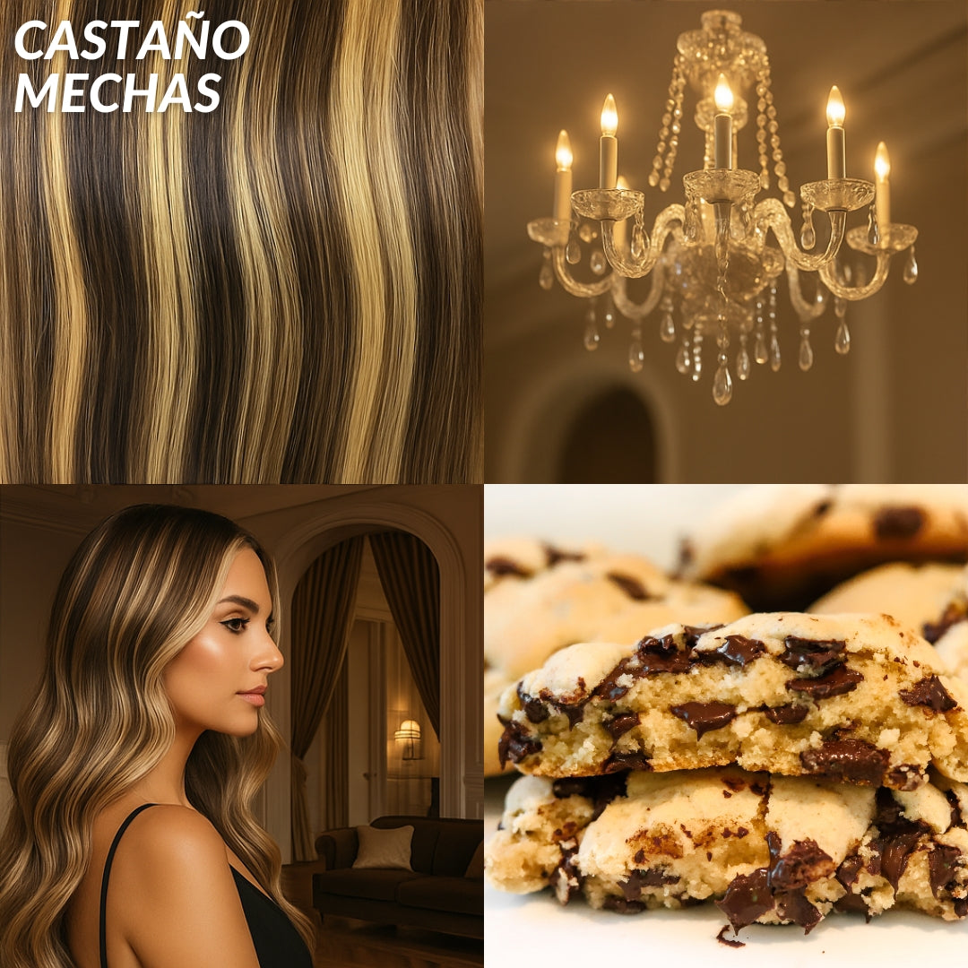Extensiones Lisas Con Hilo Invisible y clips 45cm