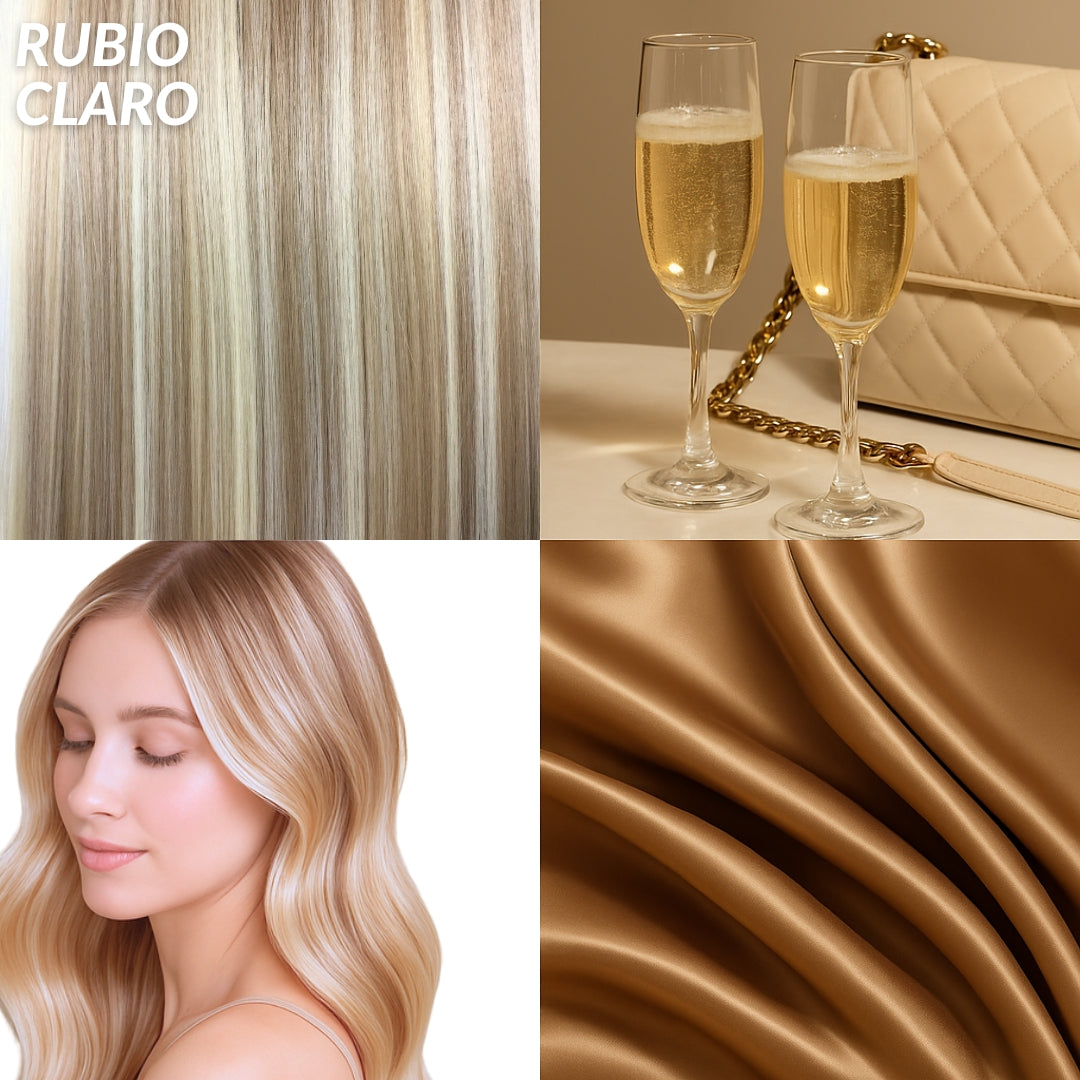 Extensiones Lisas Con Hilo Invisible y clips 45cm