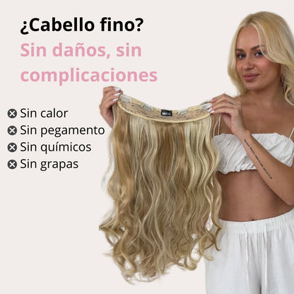 Extensiones Onduladas Con Hilo Invisible y clips 50cm