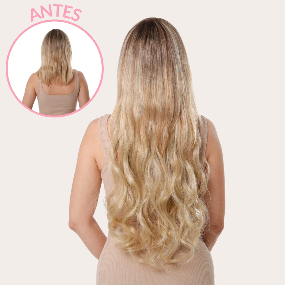 Extensiones Onduladas Con Hilo Invisible y clips 50cm