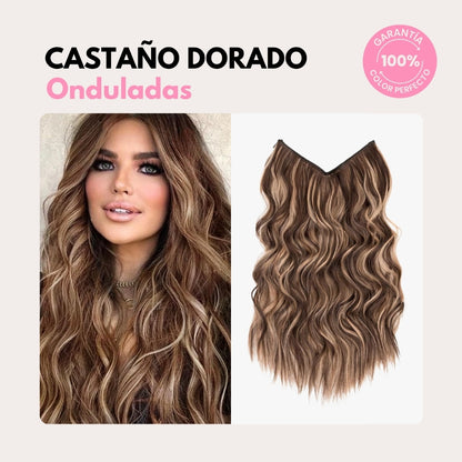 Extensiones Onduladas Con Hilo Invisible y clips 50cm