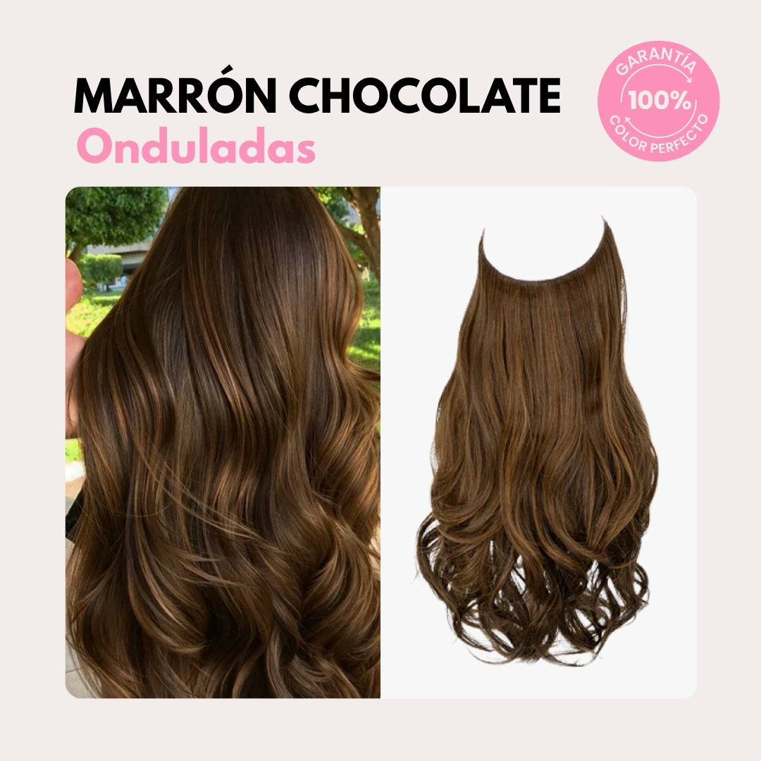 Extensiones Onduladas Con Hilo Invisible y clips 50cm